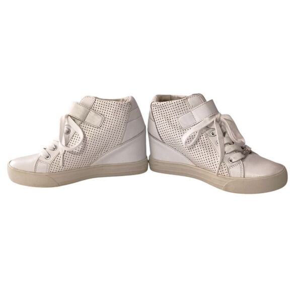 Guess Wedge High Top Sneaker 7.5 Womens Y2K White‎ Leather Streetwear Hip Hop - Picture 12 of 16